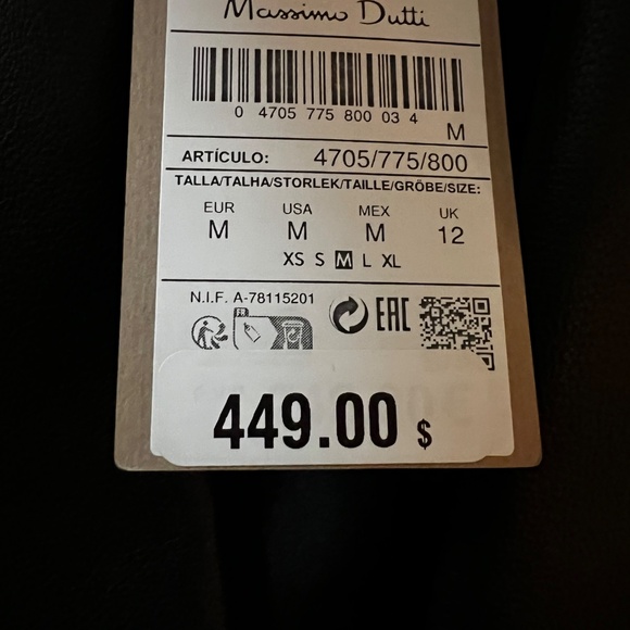 Massimo Dutti Leather Jacket Blazer Black NWT - Picture 7 of 8